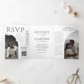 写真エレガント付き3重結婚式招待状 三つ折りプログラム (内部)