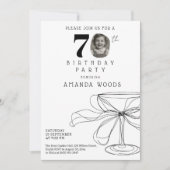写真エレガント付き70歳の誕生日パーティー 招待状 (正面)