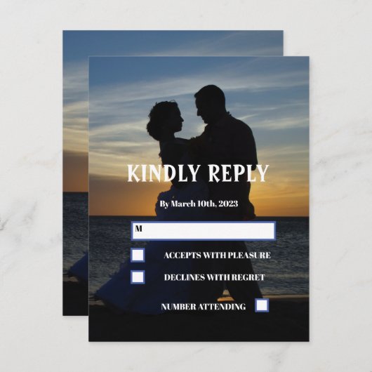 写真エレガント写真サンシンプルド結婚ズ 出欠カード (正面/裏面)