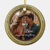 写真エレガント初めてのクリスマスの統合 セラミックオーナメント (正面)