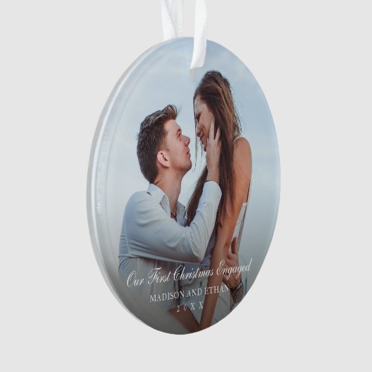 写真エレガント初めてのクリスマス婚約した オーナメント (正面)