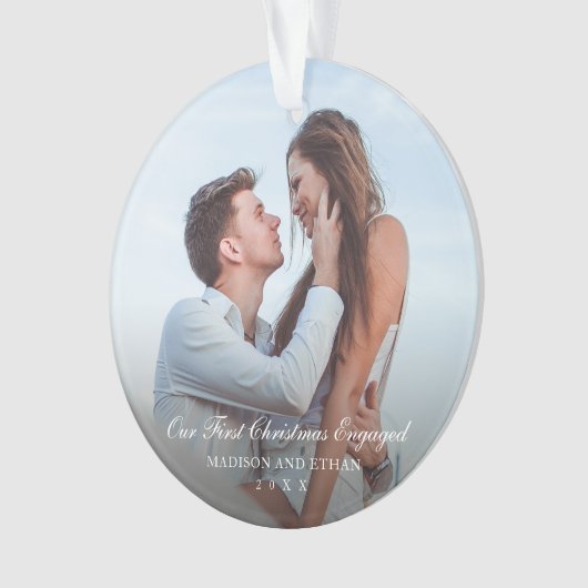 写真エレガント初めてのクリスマス婚約した オーナメント (正面)