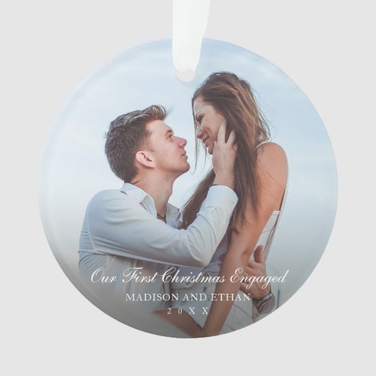 写真エレガント初めてのクリスマス婚約した オーナメント (正面)