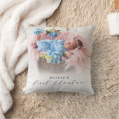 写真エレガント初めてのクリスマス手レタリング クッション (ブランケット)