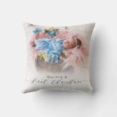 写真エレガント初めてのクリスマス手レタリング クッション (裏面)