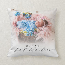 写真エレガント初めてのクリスマス手レタリング クッション