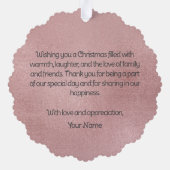 写真エレガント初めてのクリスマス結婚したバラ金ゴールド オーナメントカード (裏面)