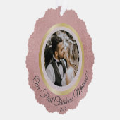 写真エレガント初めてのクリスマス結婚したバラ金ゴールド オーナメントカード (右)