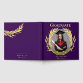写真エレガント卒業パーティー紫と金ゴールド ゲストブック (全面)