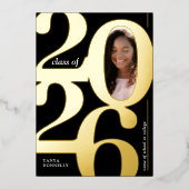 写真エレガント卒業党の金ゴールド 箔招待状 (正面)