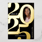 写真エレガント卒業党の金ゴールド 箔招待状 (正面)