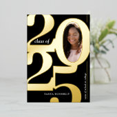 写真エレガント卒業党の金ゴールド 箔招待状 (立ち正面)