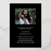 写真エレガント卒業党の金ゴールド 箔招待状 (裏面)