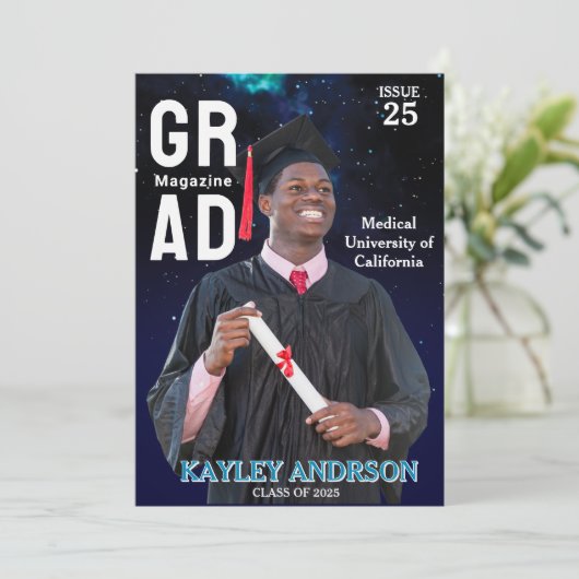 写真エレガント卒業医学博士 招待状 (スタンド正面)