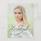 写真エレガント卒業時の黒いスクリプ独身のト ポストカード (正面)