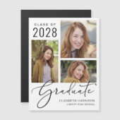 写真エレガント卒業発表マグネット マグネット招待状 (正面/裏面)