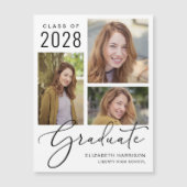 写真エレガント卒業発表マグネット マグネット招待状 (正面)