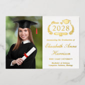 写真エレガント卒業箔の発表 箔招待状 (正面)