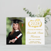 写真エレガント卒業箔の発表 箔招待状 (立ち正面)