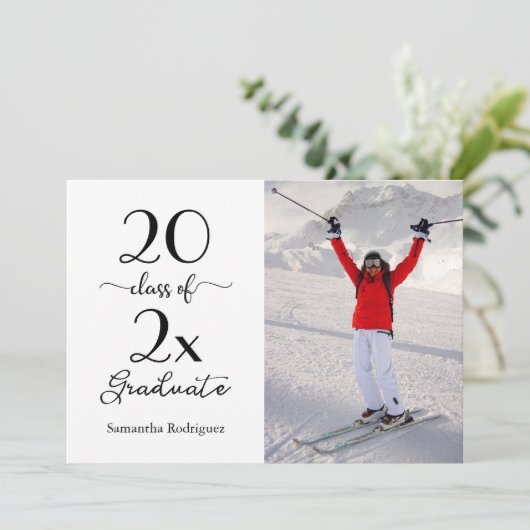 写真エレガント卒業記念パーティーのスクリプトクラス 招待状 (スタンド正面)