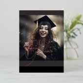 写真エレガント卒業記念パーティー 箔招待状 (立ち正面)