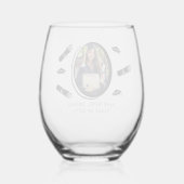 写真エレガント卒業証書とキャップ、ブラック ステムなしワイングラス (裏面)