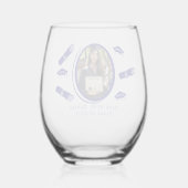 写真エレガント卒業証書とキャップ、青 ステムなしワイングラス (裏面)