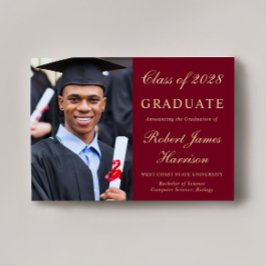 写真エレガント大学ブルゴーニュ金ゴールド卒業 案内状