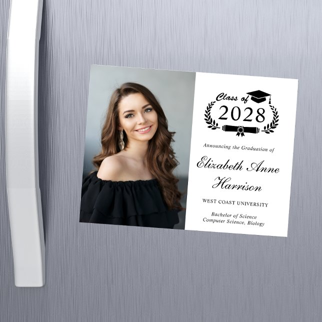 写真エレガント大学卒業磁気カード (Share the pride and excitement of your graduate's achievement with friends and family near and far)