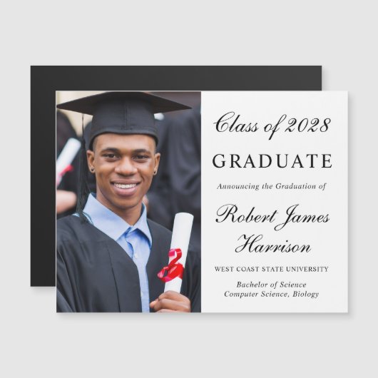 写真エレガント大学卒業磁気カード マグネット招待状 (正面/裏面)