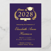 写真エレガント大学卒業記念フォイル発表 箔招待状 (正面)