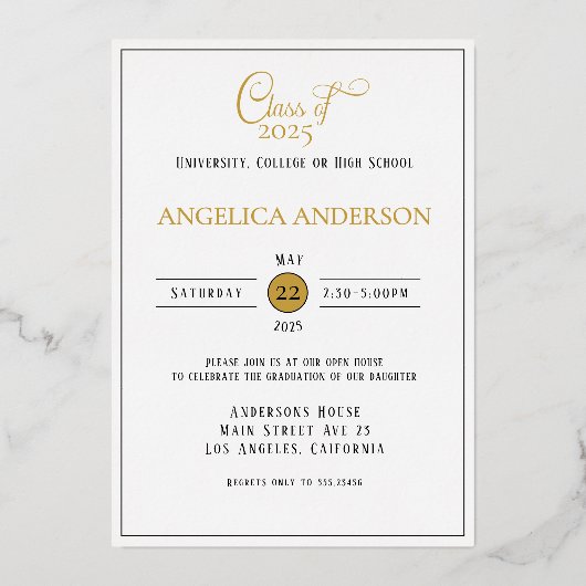 写真エレガント大学院生スクリプト 箔招待状 (裏面)