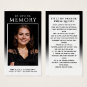写真エレガント好きモダンメモリ祈りの言葉カード (正面&裏面)