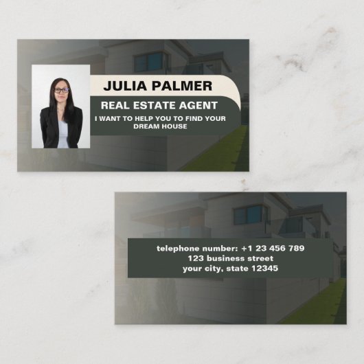 写真エレガント実在不動産業者 名刺 (正面/裏面)