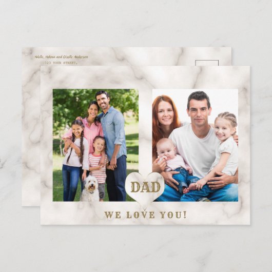 写真エレガント家族コラージュ父の日 ポストカード (正面/裏面)
