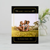 写真エレガント幾何学的クリスマス金ゴールド 箔シーズンカード (立ち正面)