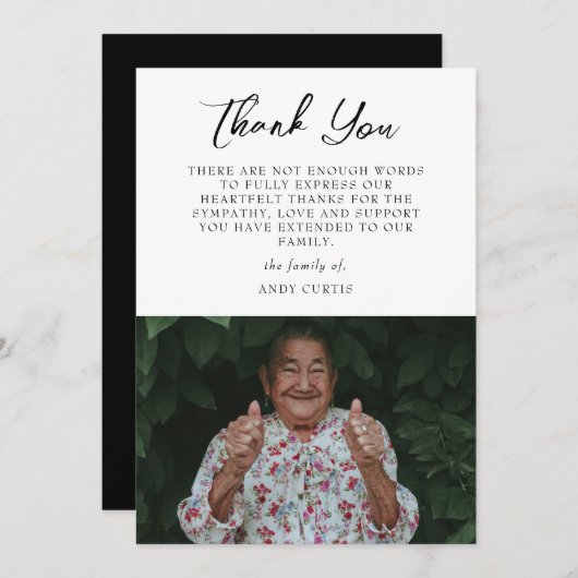 写真エレガント悔やみや弔慰書道サンキューカード サンキューカード (正面/裏面)