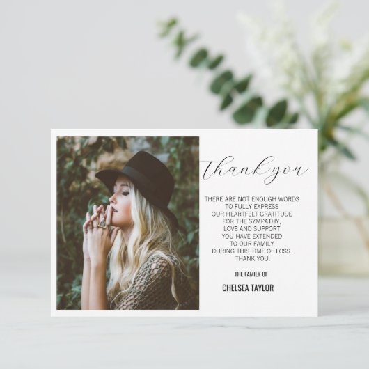 写真エレガント悔やみや弔慰葬儀パーソナライズされた サンキューカード (スタンド正面)