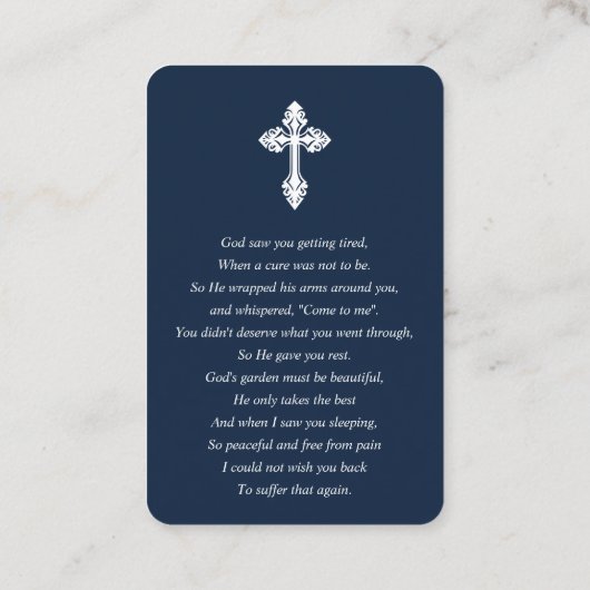 写真エレガント悔やみや弔慰葬儀祈りの言葉カード 名刺 (裏面)