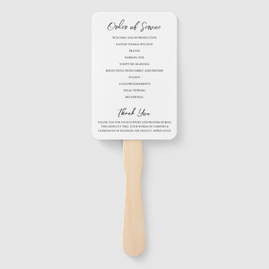 写真エレガント悔やみや弔慰記念葬儀プログラム ハンドファン (裏面)