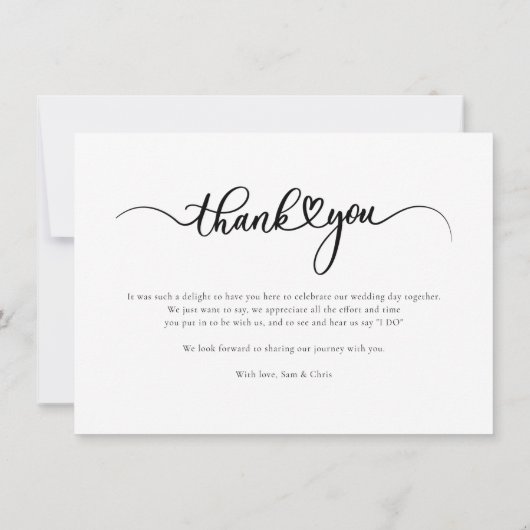 写真エレガント手書き結婚による感謝 サンキューカード (裏面)