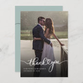 写真エレガント手書き結婚による感謝 ノートカード (正面/裏面)