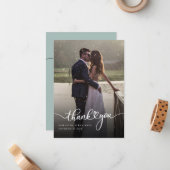 写真エレガント手書き結婚による感謝 ノートカード (正面/裏面インサイチュ)