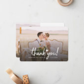 写真エレガント手書き結婚による感謝 ノートカード (正面/裏面インサイチュ)