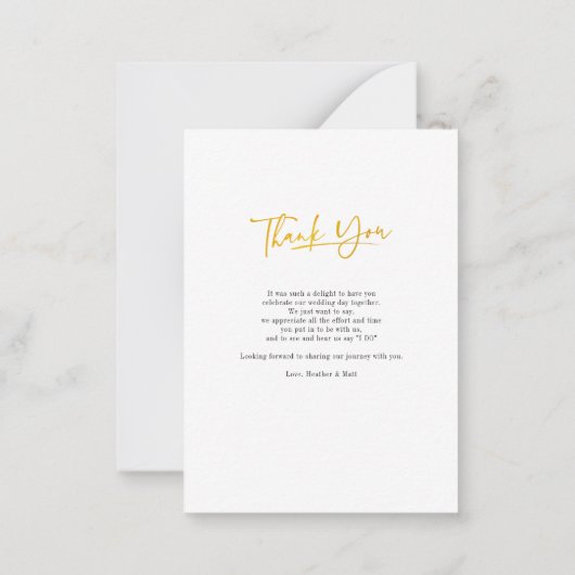 写真エレガント手書き結婚の感謝 ノートカード (裏面)