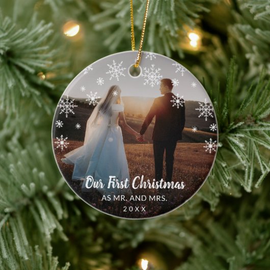 写真エレガント新モダン初めてのクリスマス セラミックオーナメント (ツリー)