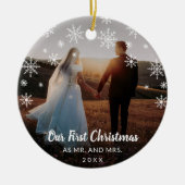 写真エレガント新モダン初めてのクリスマス セラミックオーナメント (正面)