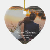 写真エレガント新婚のクリ結婚したスマス セラミックオーナメント (裏面)