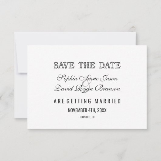 写真エレガント日付のタイポグラフィを保結婚存 セーブザデート (裏面)