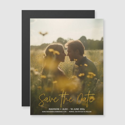 写真エレガント日付のマグネットカードを保存 (正面/裏面)